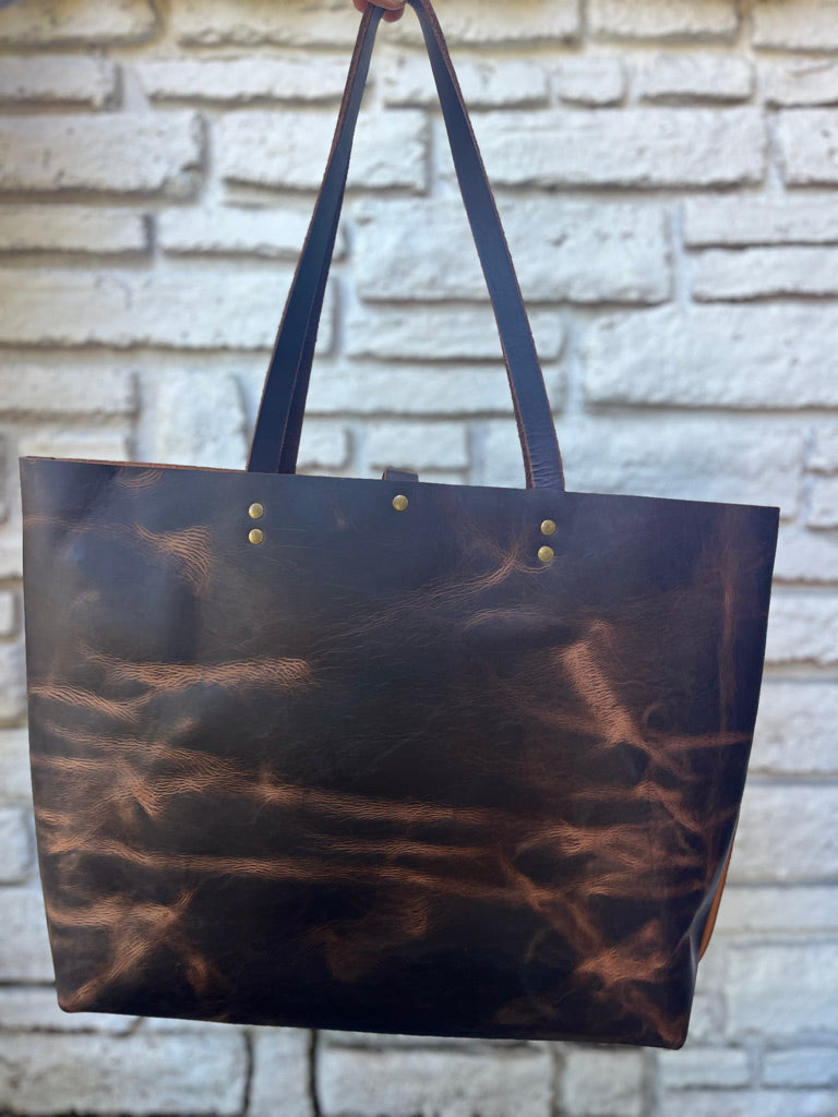 Oversized Work Tote - Tan + Brown