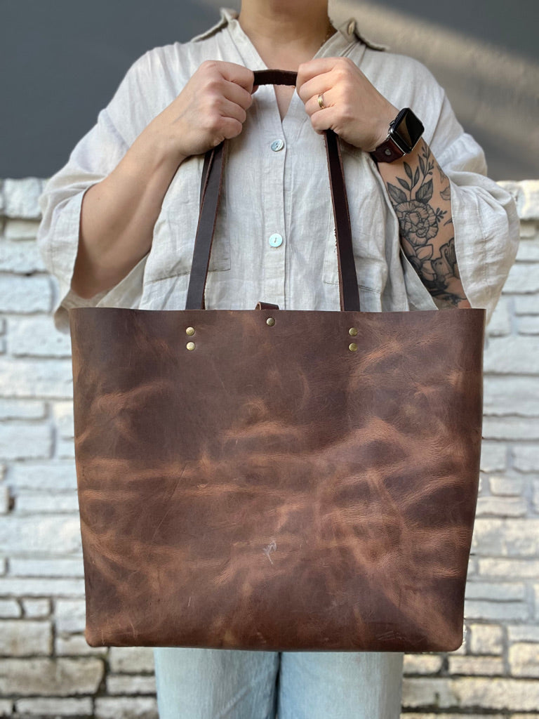Oversized Work Tote - Brown