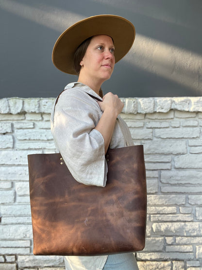 Oversized Work Tote - Brown