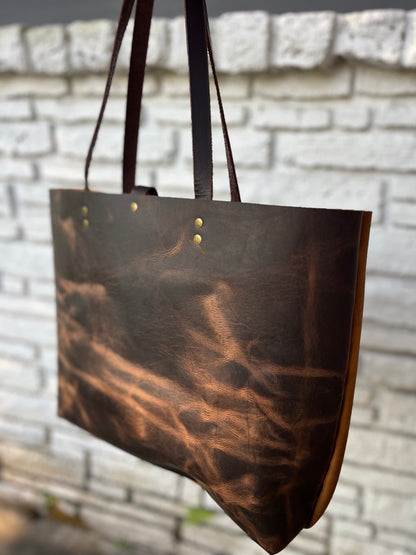 Oversized Work Tote - Tan + Brown