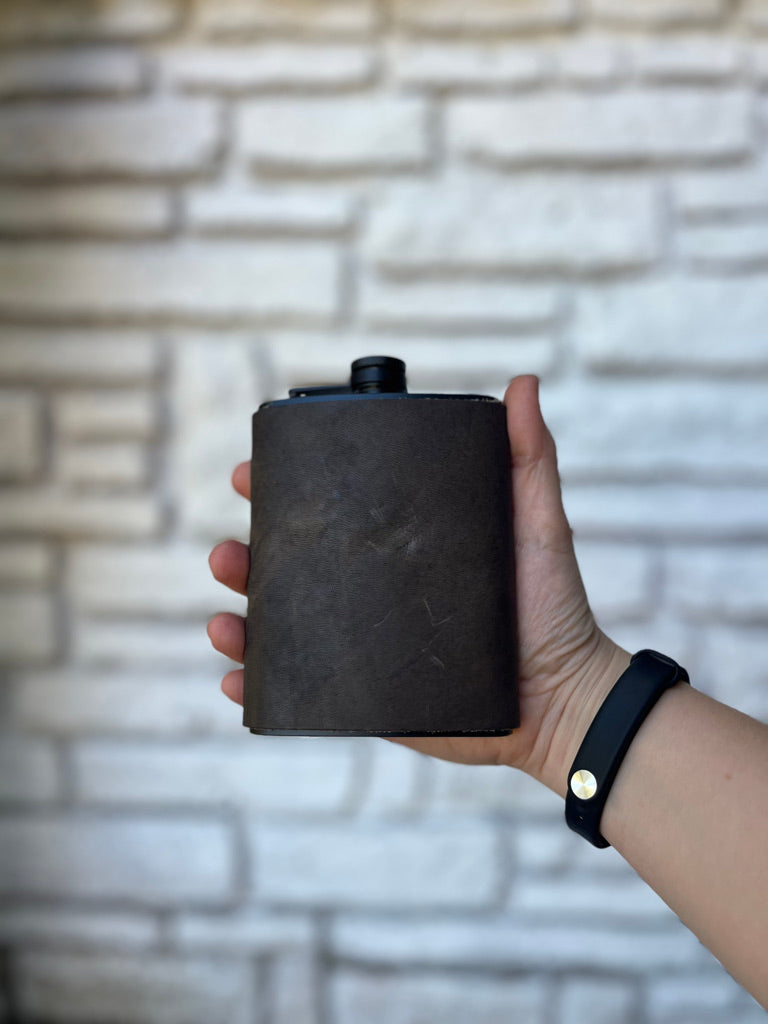 Leather Flask - Gray