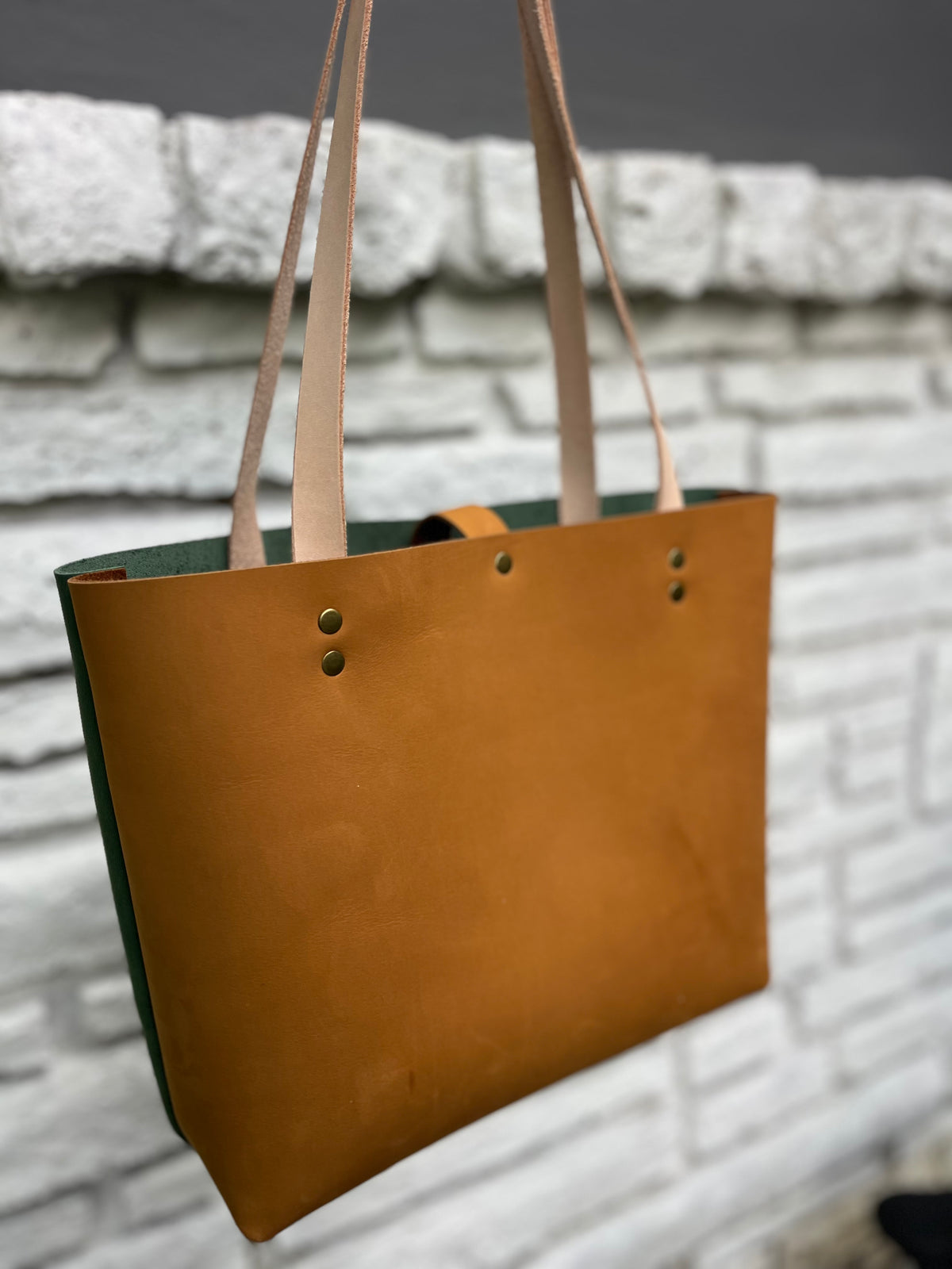 Everyday Tote - Green & Tan