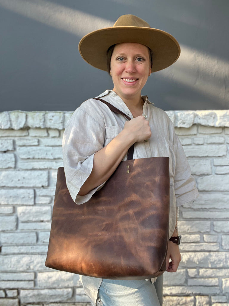 Oversized Work Tote - Brown